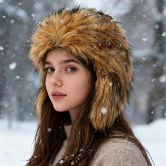 Y2K Faux Fur Trapper Hat Cozy Winter Fuzzy Adjustable Buckle Closure main image 6